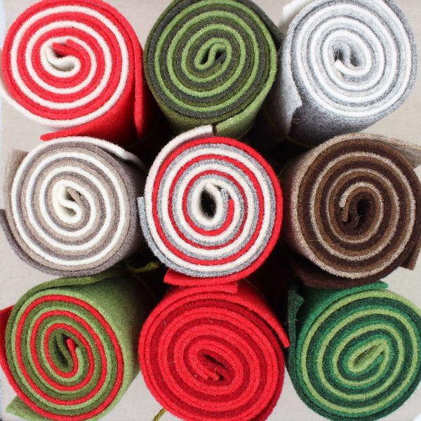 Girelle in feltro di lana spessore 2 mm in colori natalizi - Cose di Laura creatività in feltro