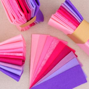 Mix 9 colori di panno lana in tagli 30x30 cm, tonalità rosa e lilla - Cose di Laura creatività in feltro
