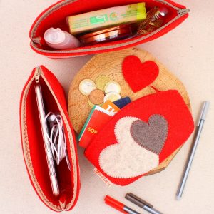 Pochette rossa con cuori - Cose di Laura creatività in feltro