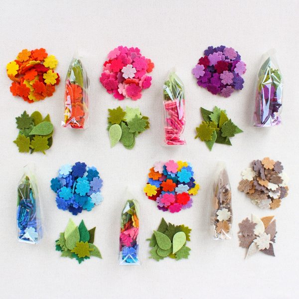 Mix fiorellini e foglie in feltro 2 mm - Cose di Laura creatività in feltro
