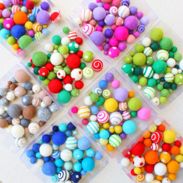 Mix 45 palline feltro assortite in misure e colori - Cose di Laura creatività in feltro