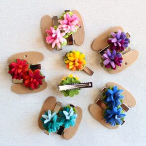Coppia becchi d'oca per capelli con fiore in feltro - Cose di Laura creatività in feltro