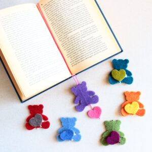 Segnalibri filo con orsetto e cuore in feltro - Cose di Laura creatività in feltro
